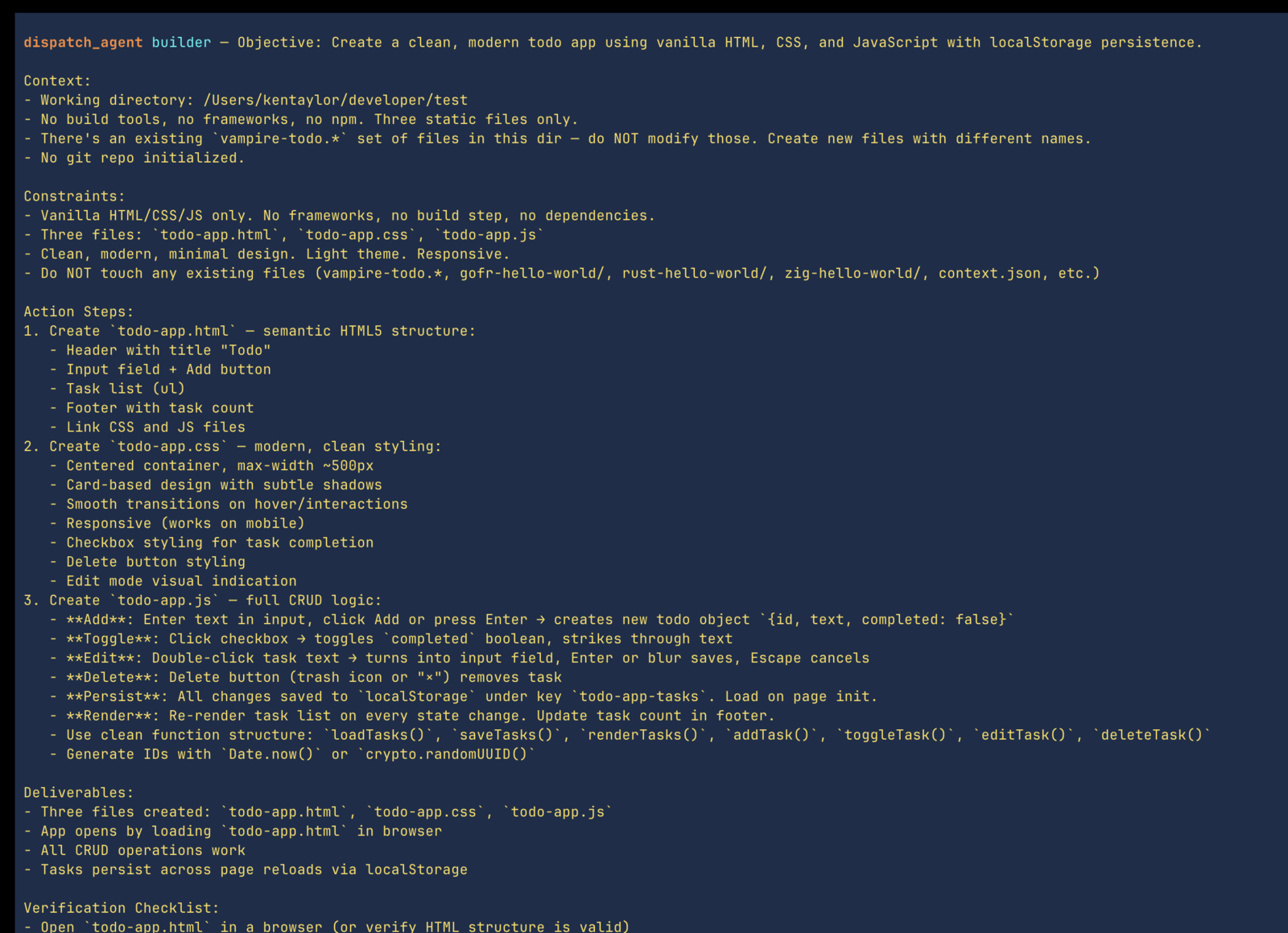 Dispatch prompt example